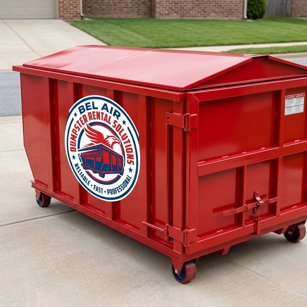 Commercial roll-off dumpster behind an Bel Air business